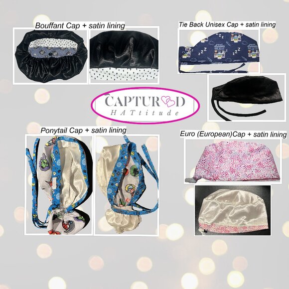 New Bouffant Scrub Cap Baby Bees, Handmade - Green dots - Picture 7 of 8